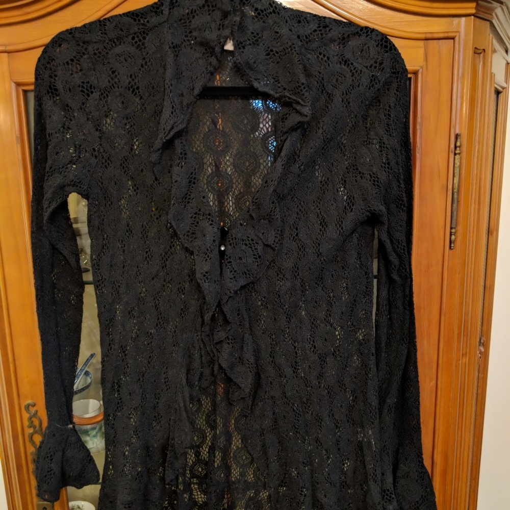 Susan Lawrence vintage black lace cardigan. EUC